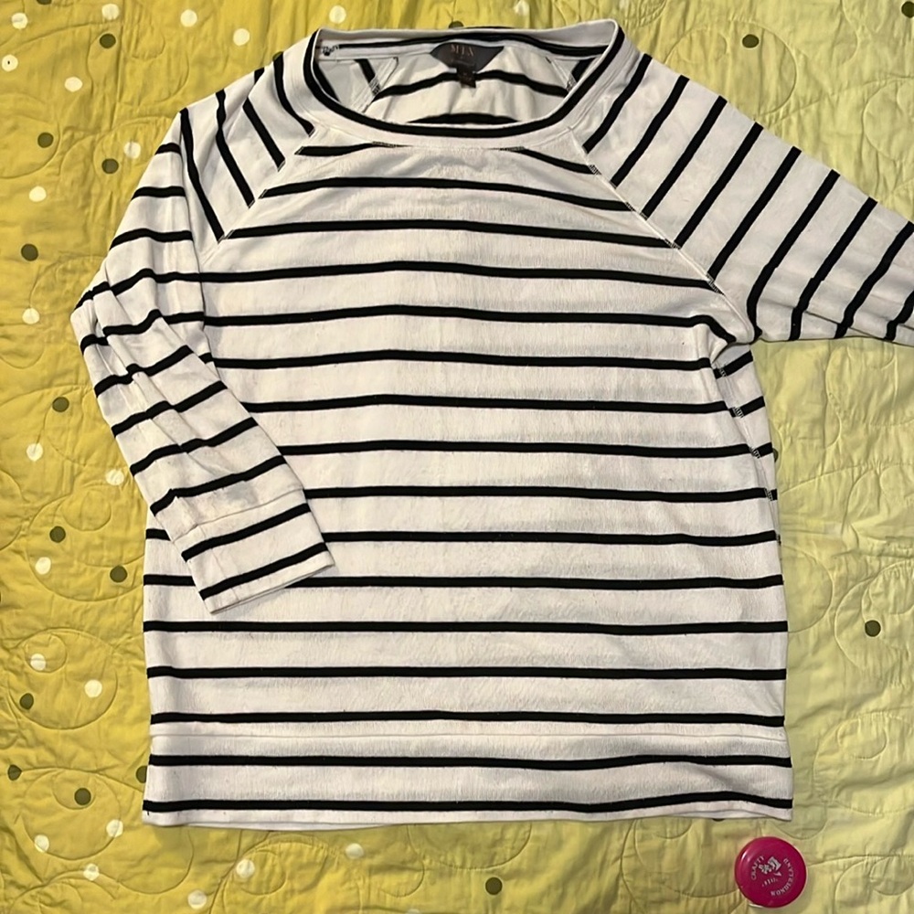 Mi Black and White Long Sleeve Tee Classic Stripes